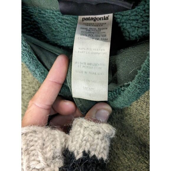 Vintage Patagonia Green Zip Front Hoodie Jacket Mens M Medium - Picture 5 of 8